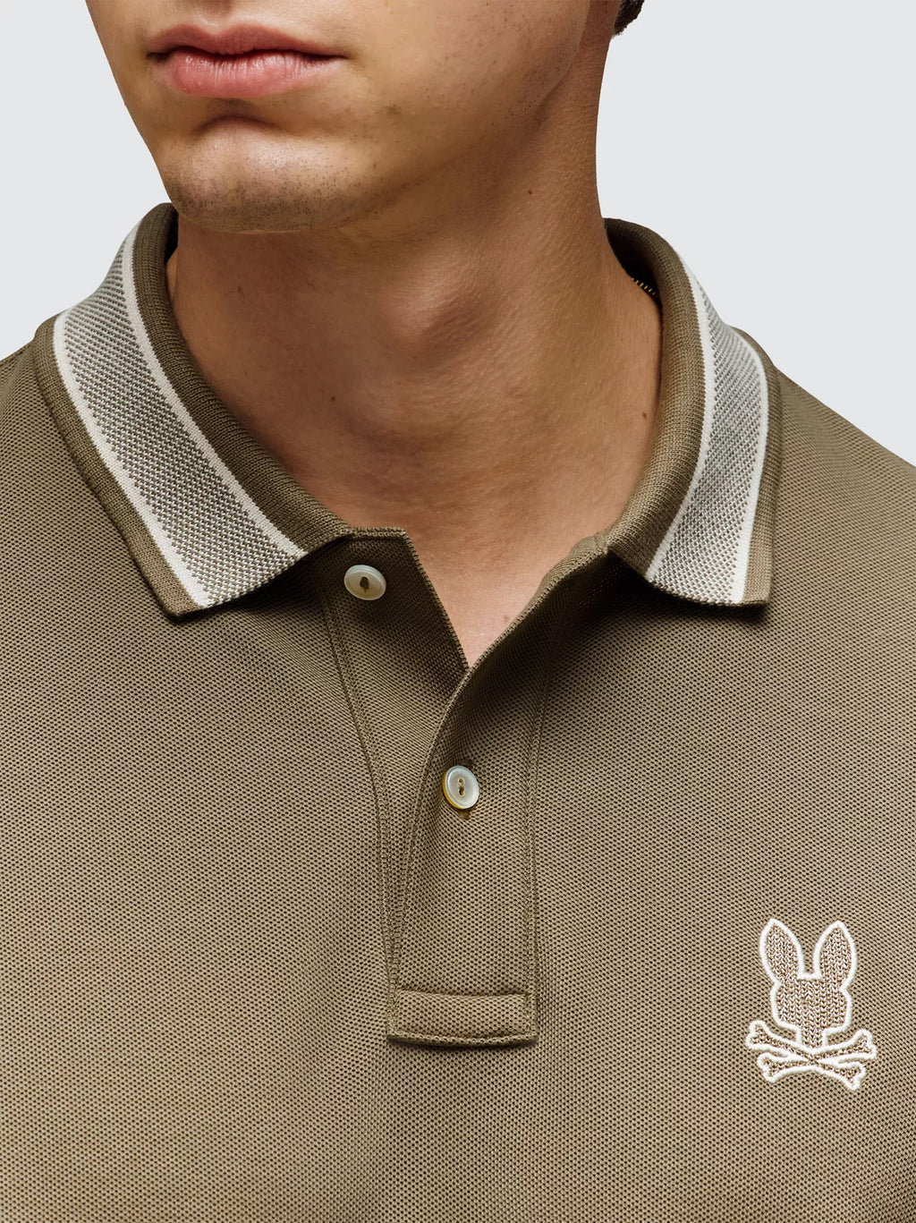 Mens Dusky Green Harlow Pique Polo Shirt