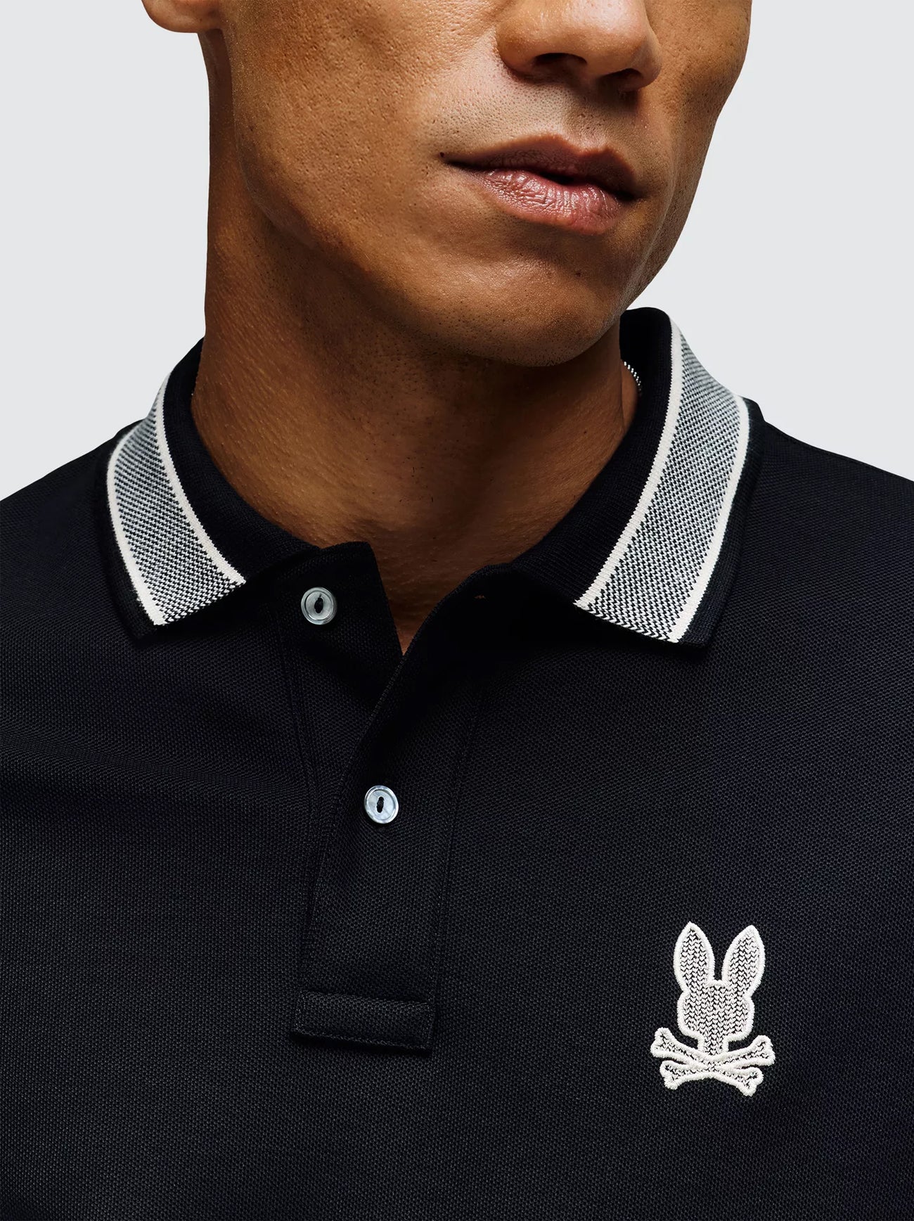 Mens Black Harlow Pique Polo Shirt