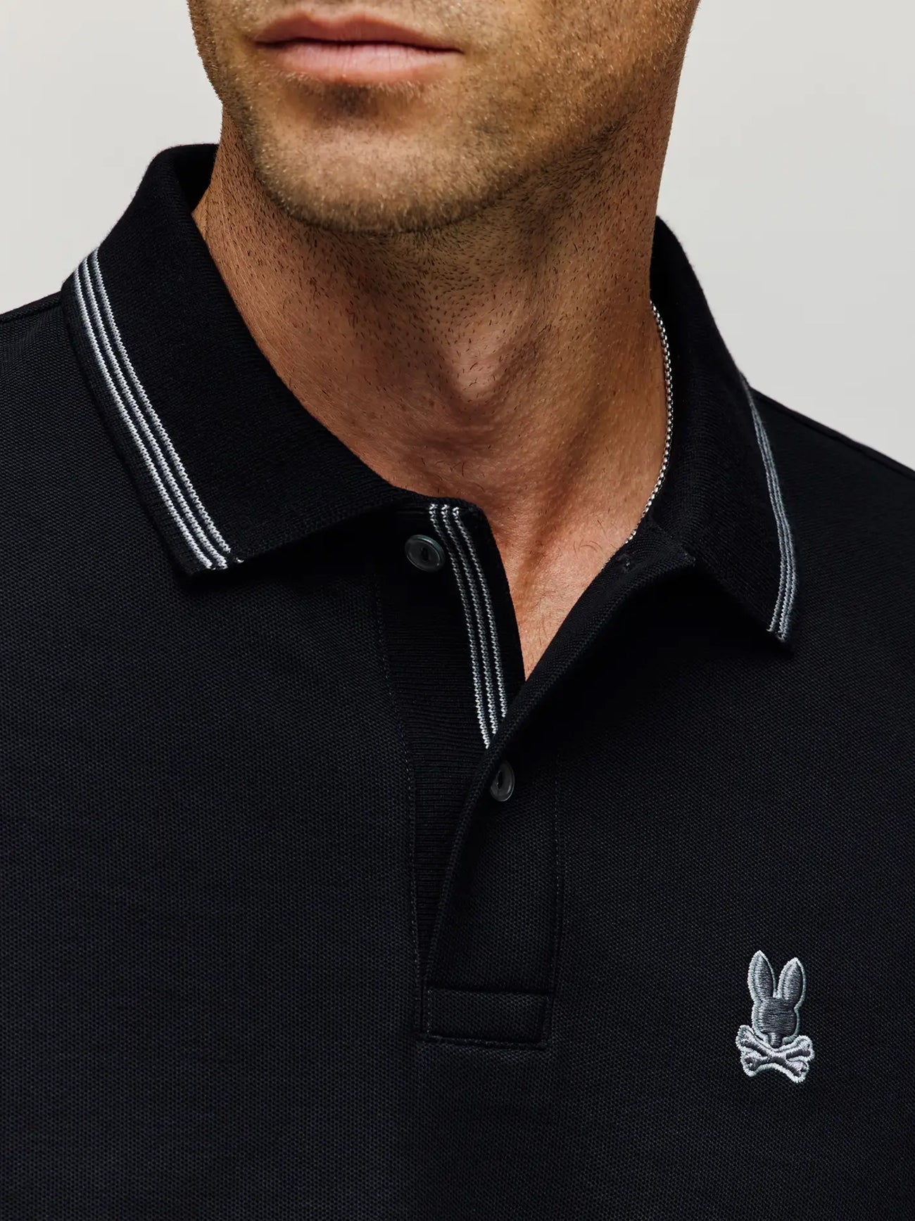 Mens Black Hart Pique Polo Shirt