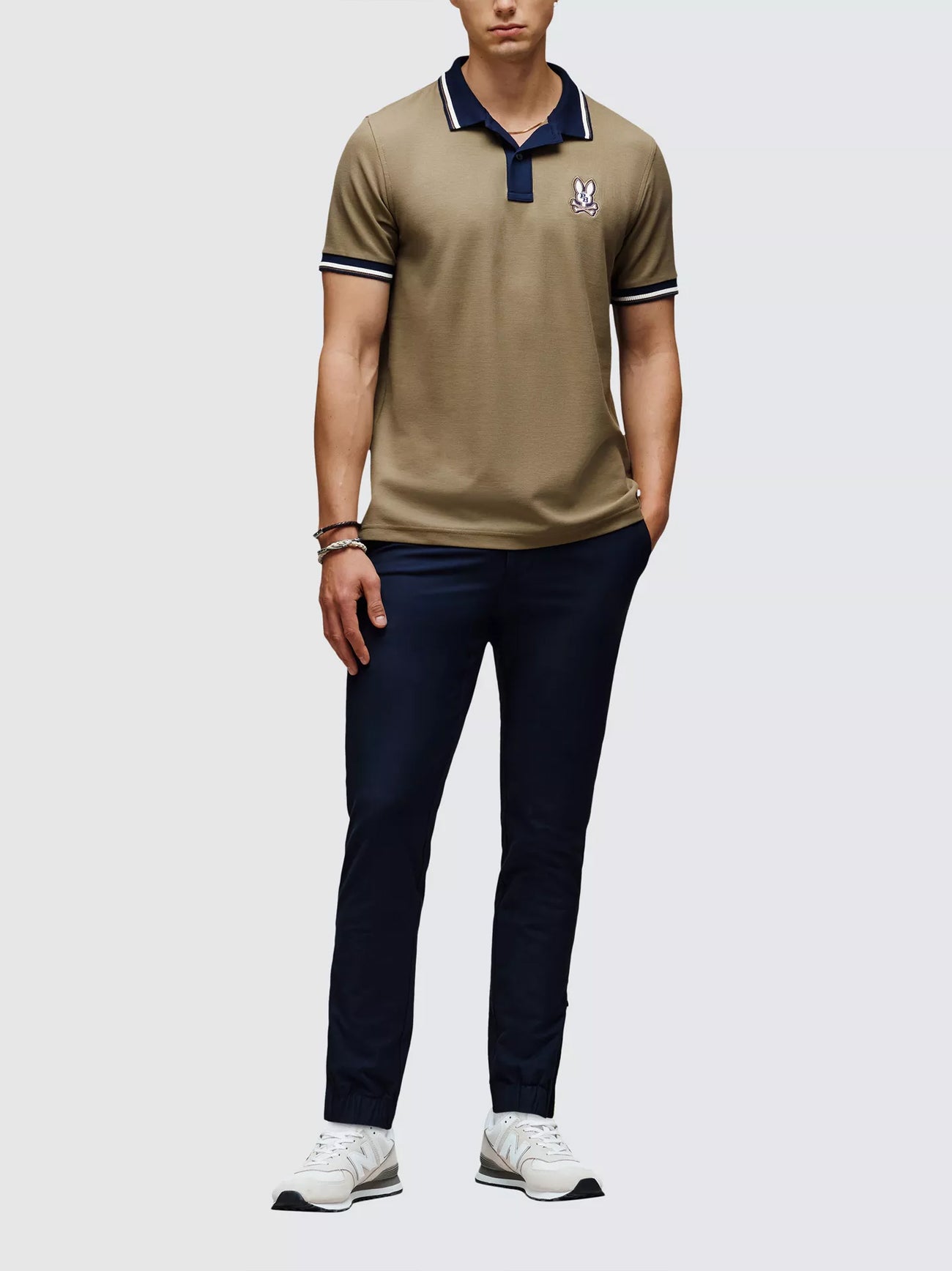 Mens Dusky Green Wade Pique Polo Shirt