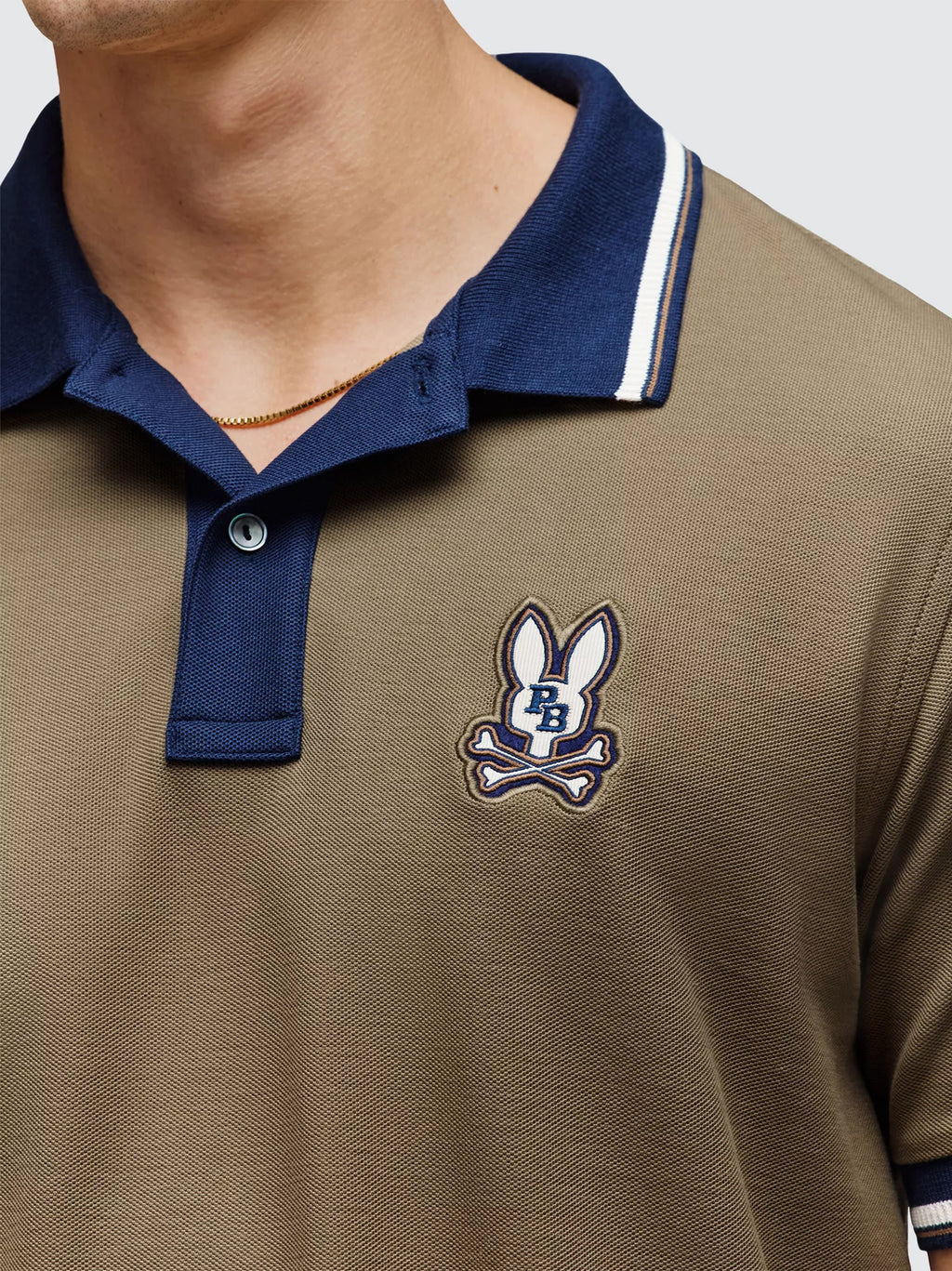 Mens Dusky Green Wade Pique Polo Shirt