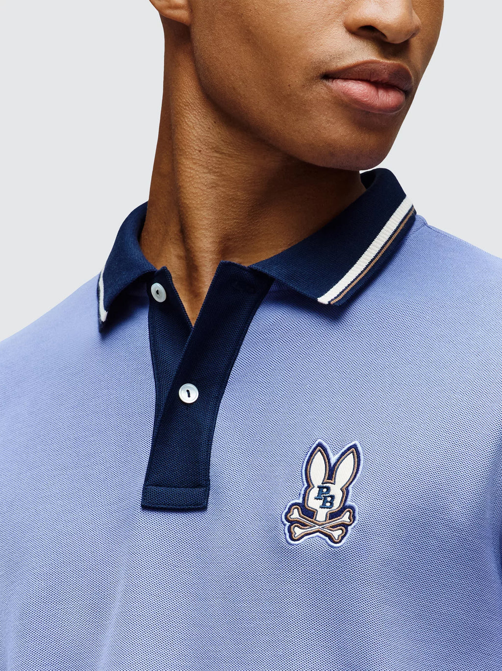 Mens Blue Ice Wade Pique Polo Shirt