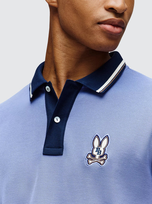 Mens Blue Ice Wade Pique Polo Shirt