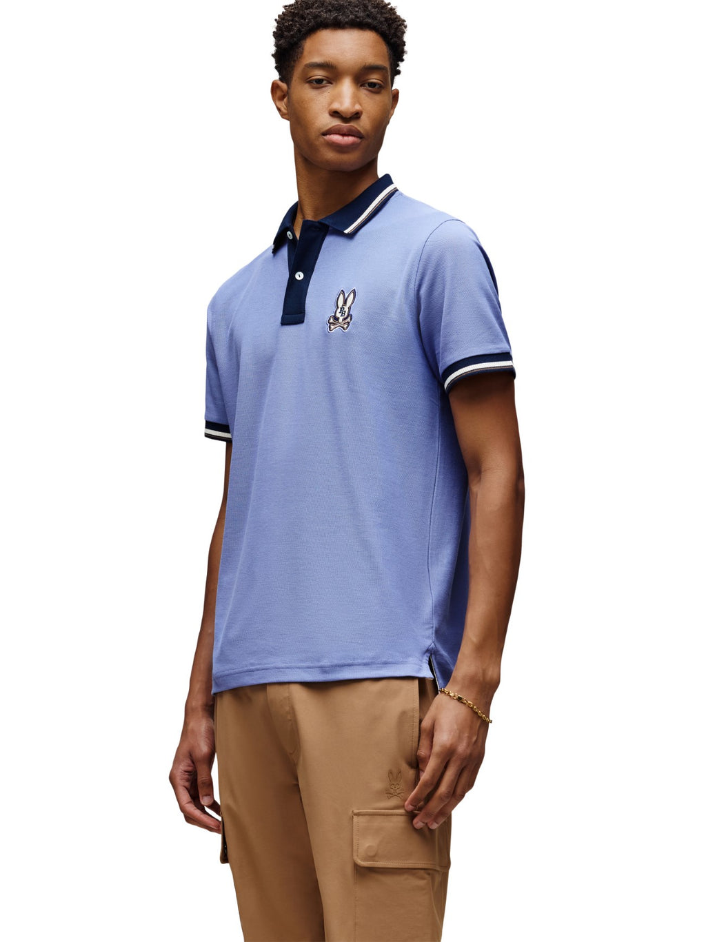 Mens Blue Ice Wade Pique Polo Shirt