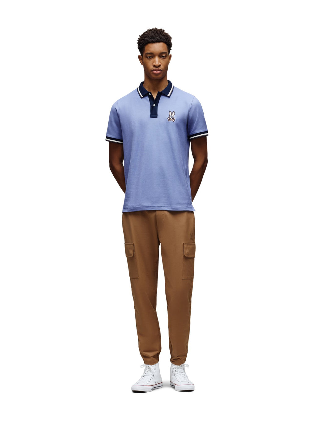 Mens Blue Ice Wade Pique Polo Shirt