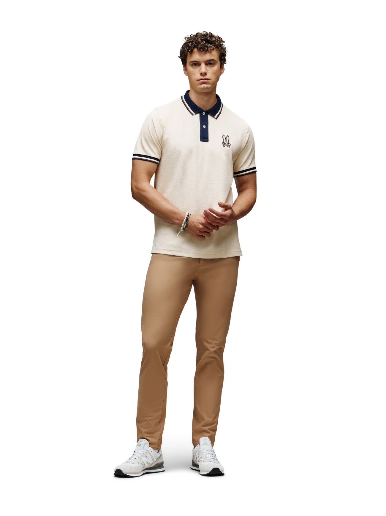 Mens White Cap Grey Wade Pique Polo Shirt