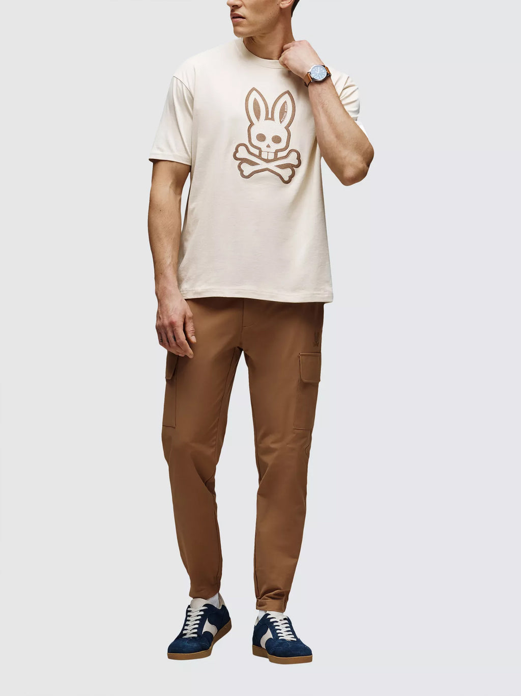 Mens White Cap Grey Ryder Relaxed Fit T-Shirt