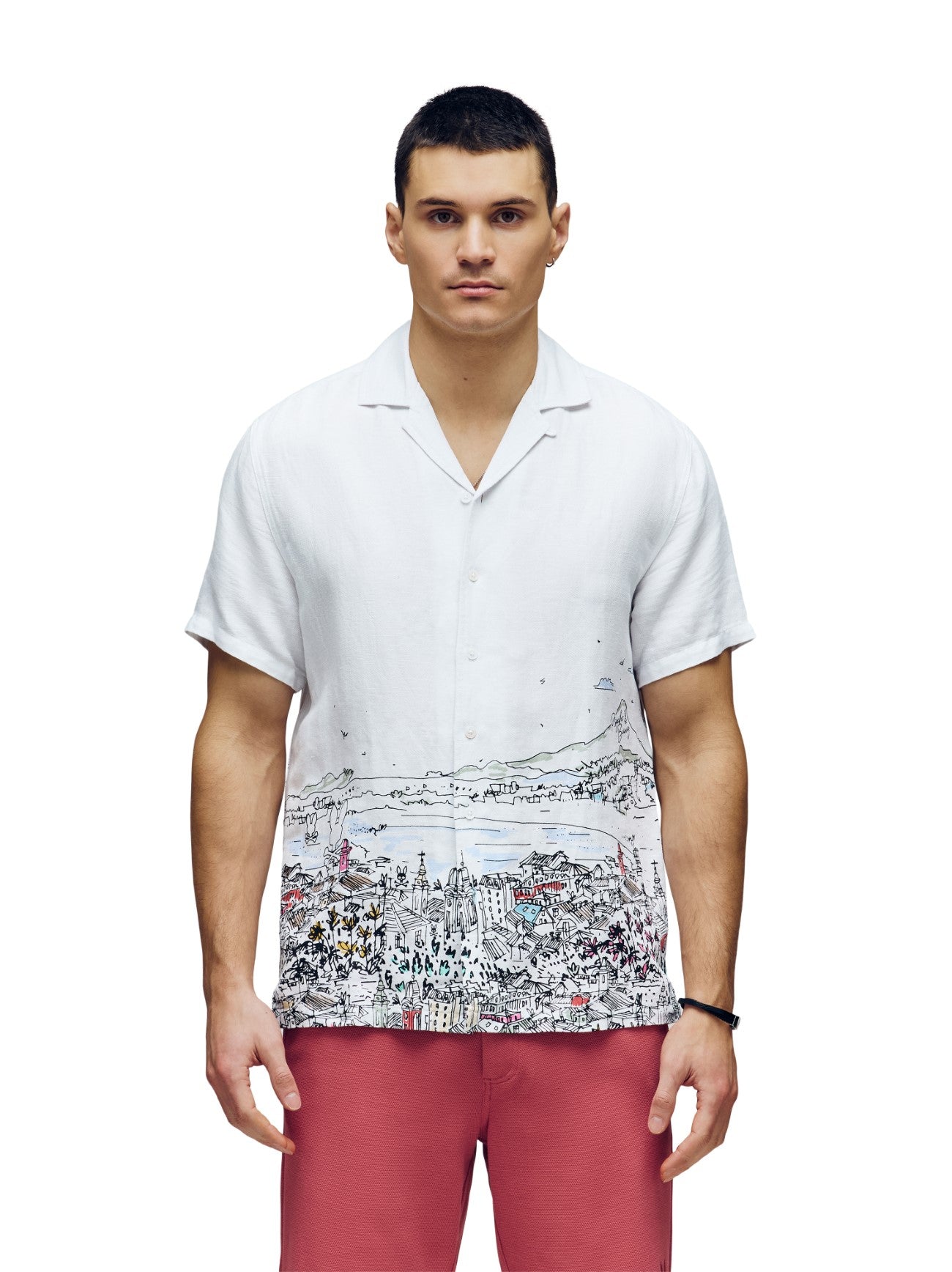 Mens White Naxos Linen Blend Shirt