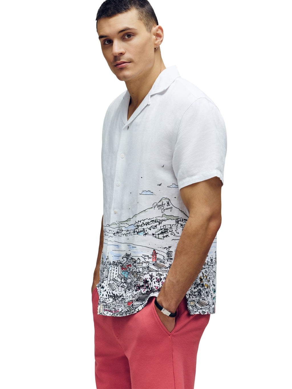 Mens White Naxos Linen Blend Shirt