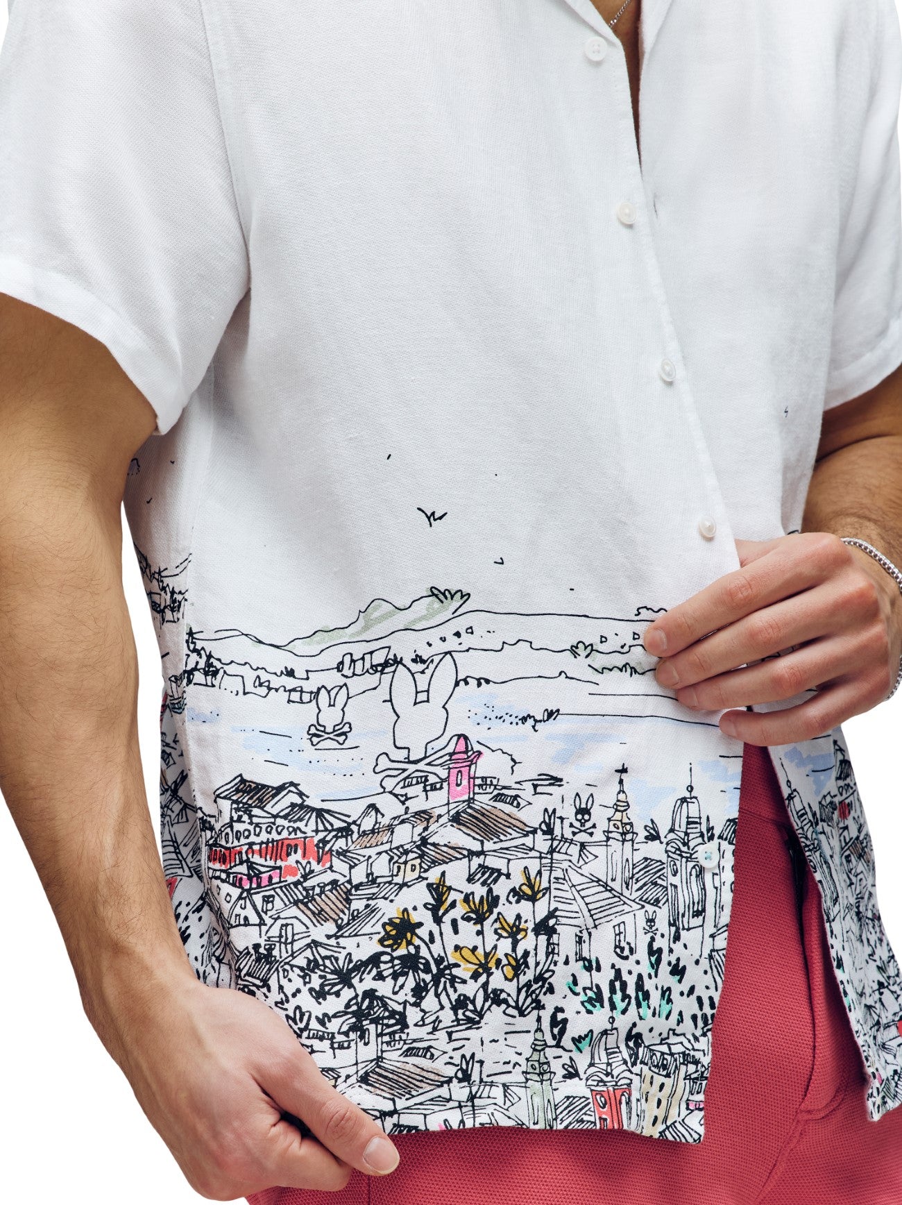 Mens White Naxos Linen Blend Shirt