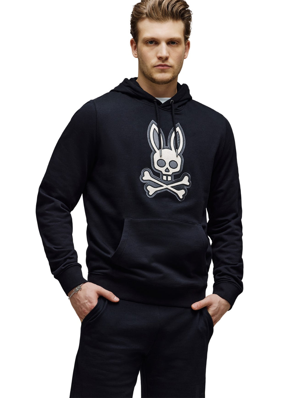 Mens Black Ryder Embroidered Hoodie