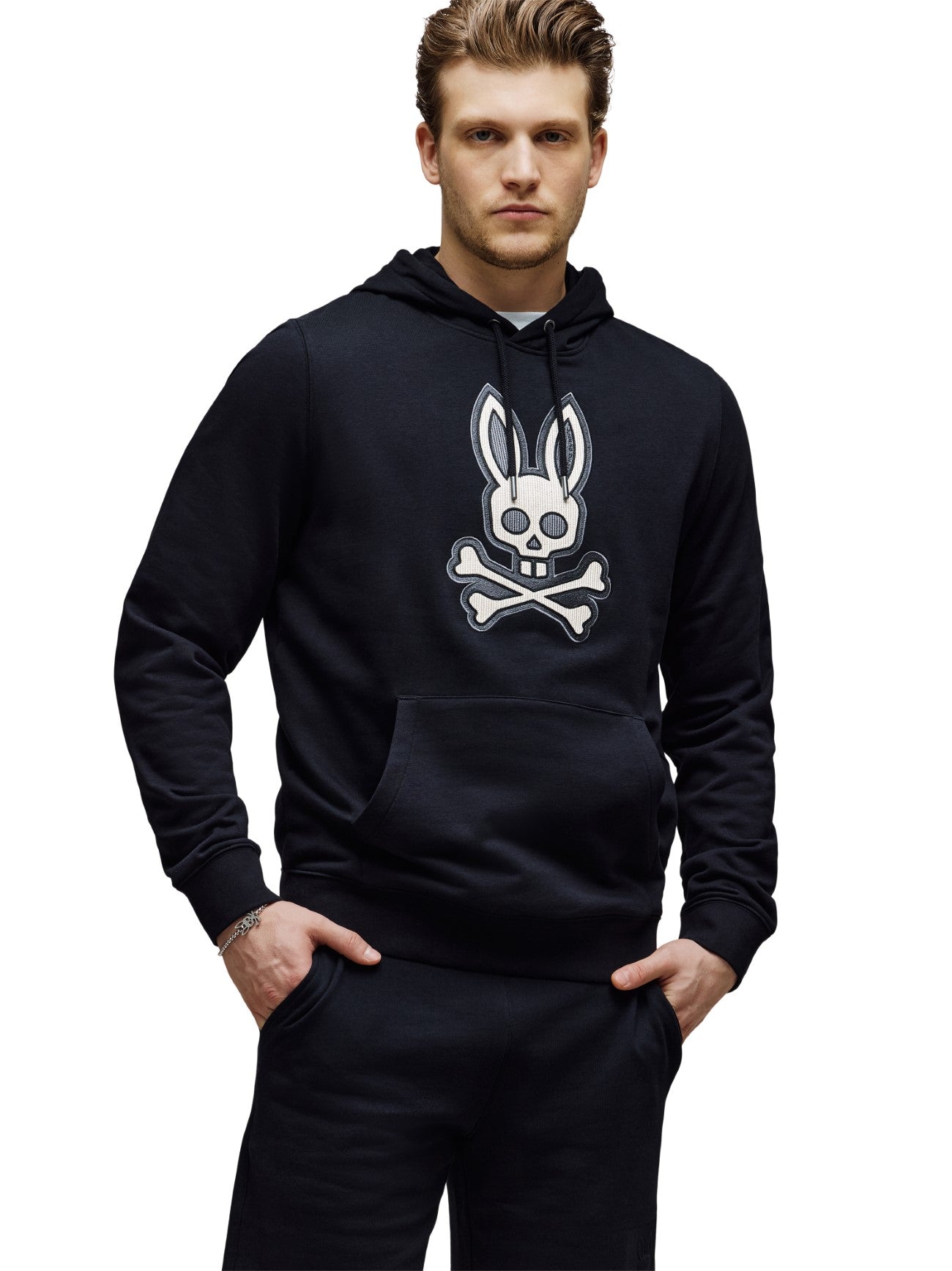 Mens Black Ryder Embroidered Hoodie