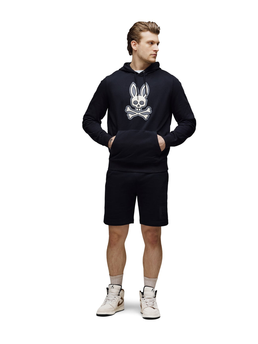 Mens Black Ryder Embroidered Hoodie