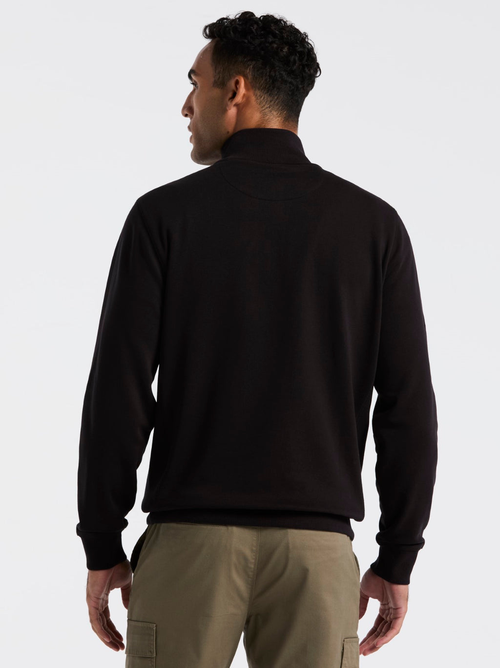 Mens True Black Organic Fleece Quarter Zip Sweatshirt
