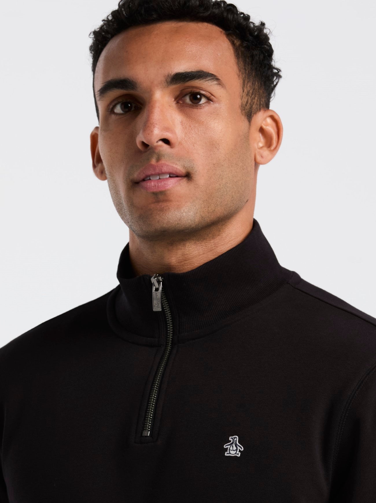 Mens True Black Organic Fleece Quarter Zip Sweatshirt