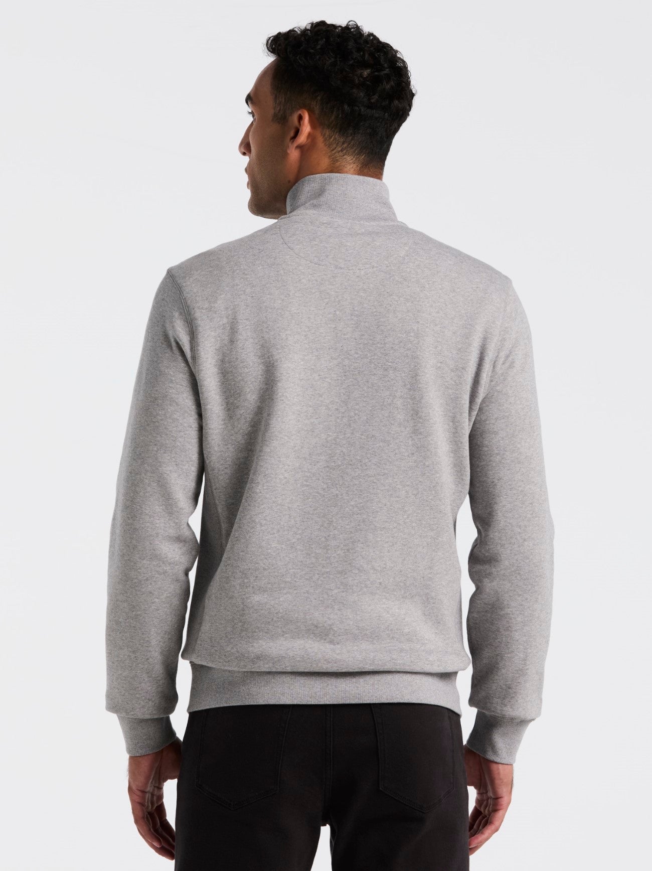 Mens Rain Heather Organic Fleece Quarter Zip Sweatshirt