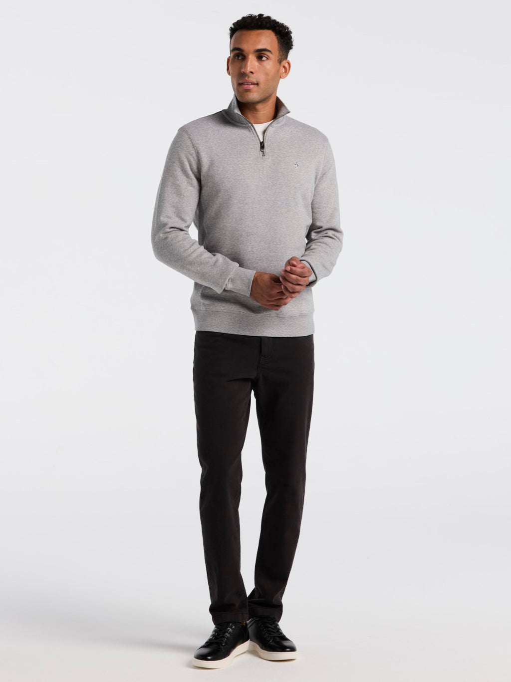 Mens Rain Heather Organic Fleece Quarter Zip Sweatshirt