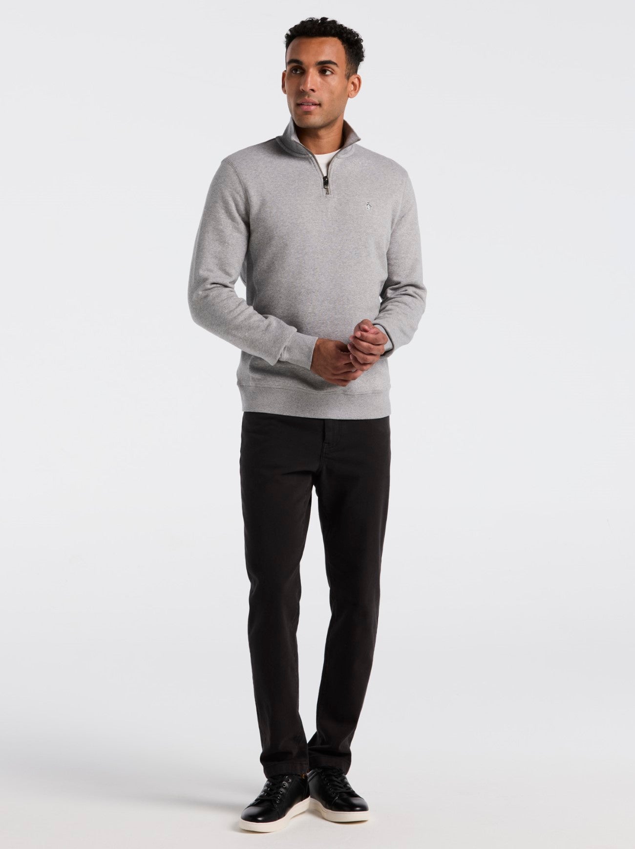 Mens Rain Heather Organic Fleece Quarter Zip Sweatshirt