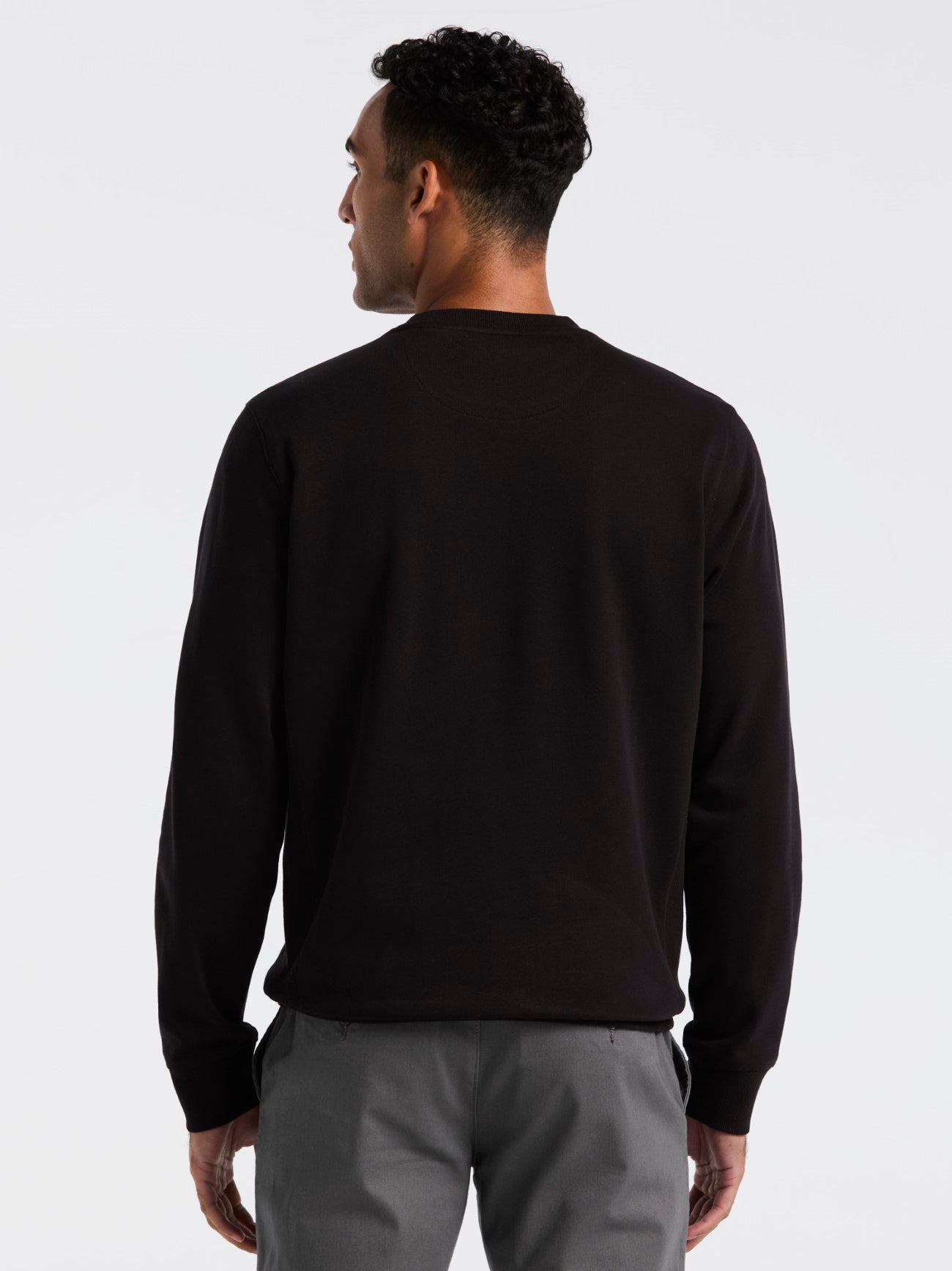 Mens True Black Organic Fleece Crew Neck Sweatshirt