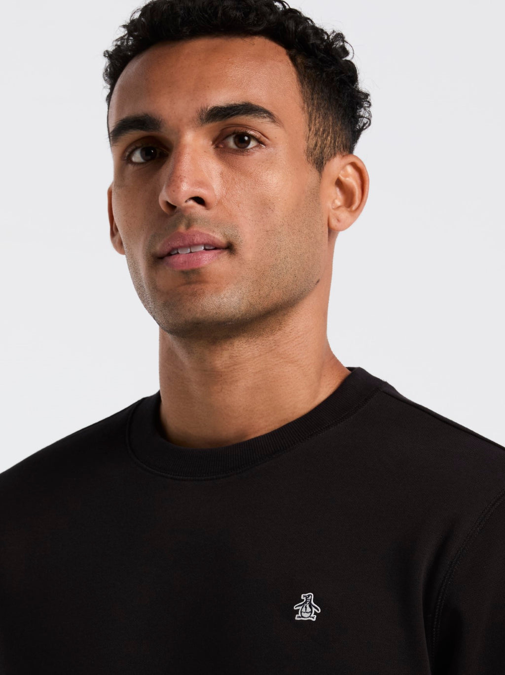 Mens True Black Organic Fleece Crew Neck Sweatshirt