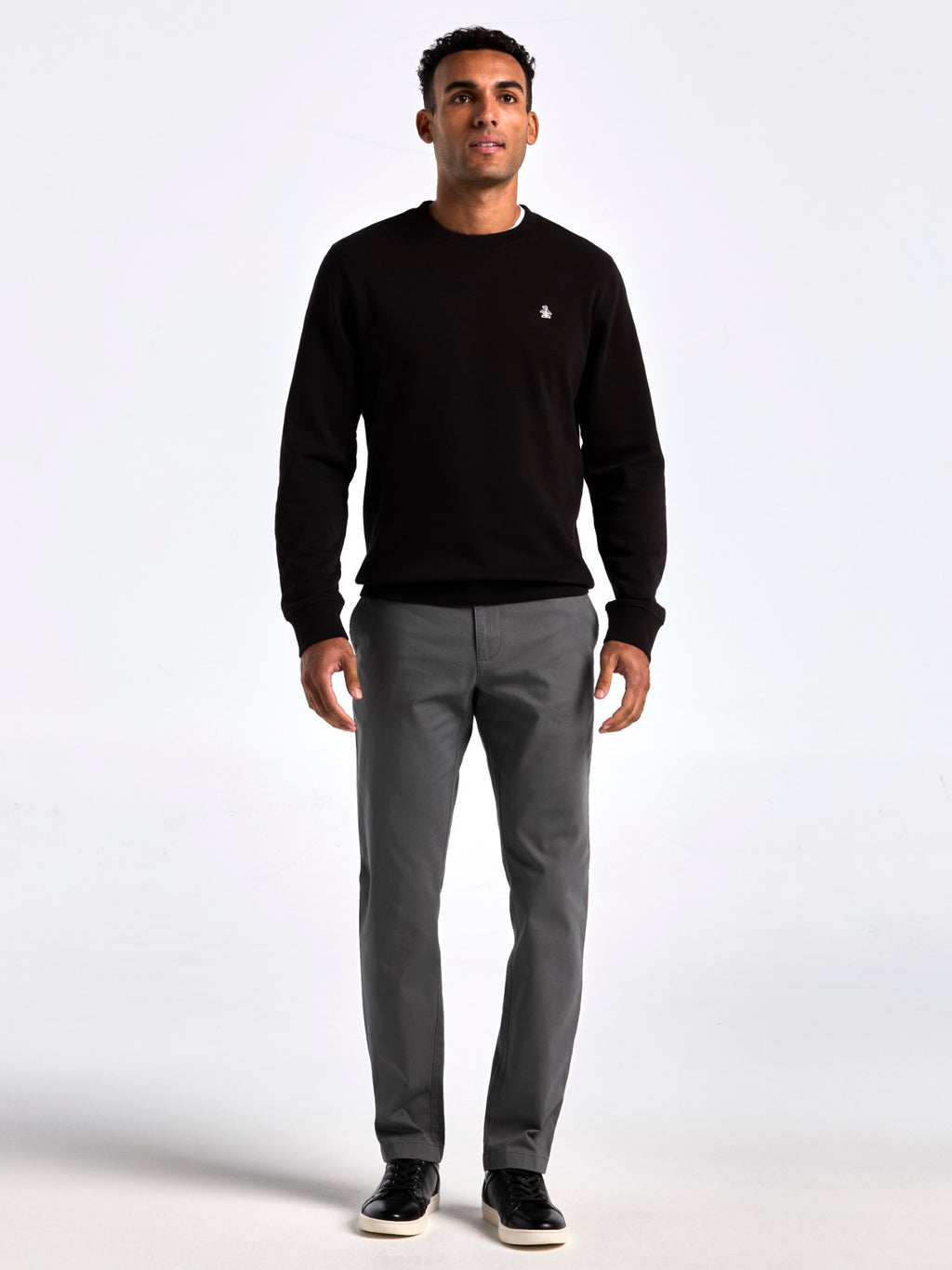 Mens True Black Organic Fleece Crew Neck Sweatshirt