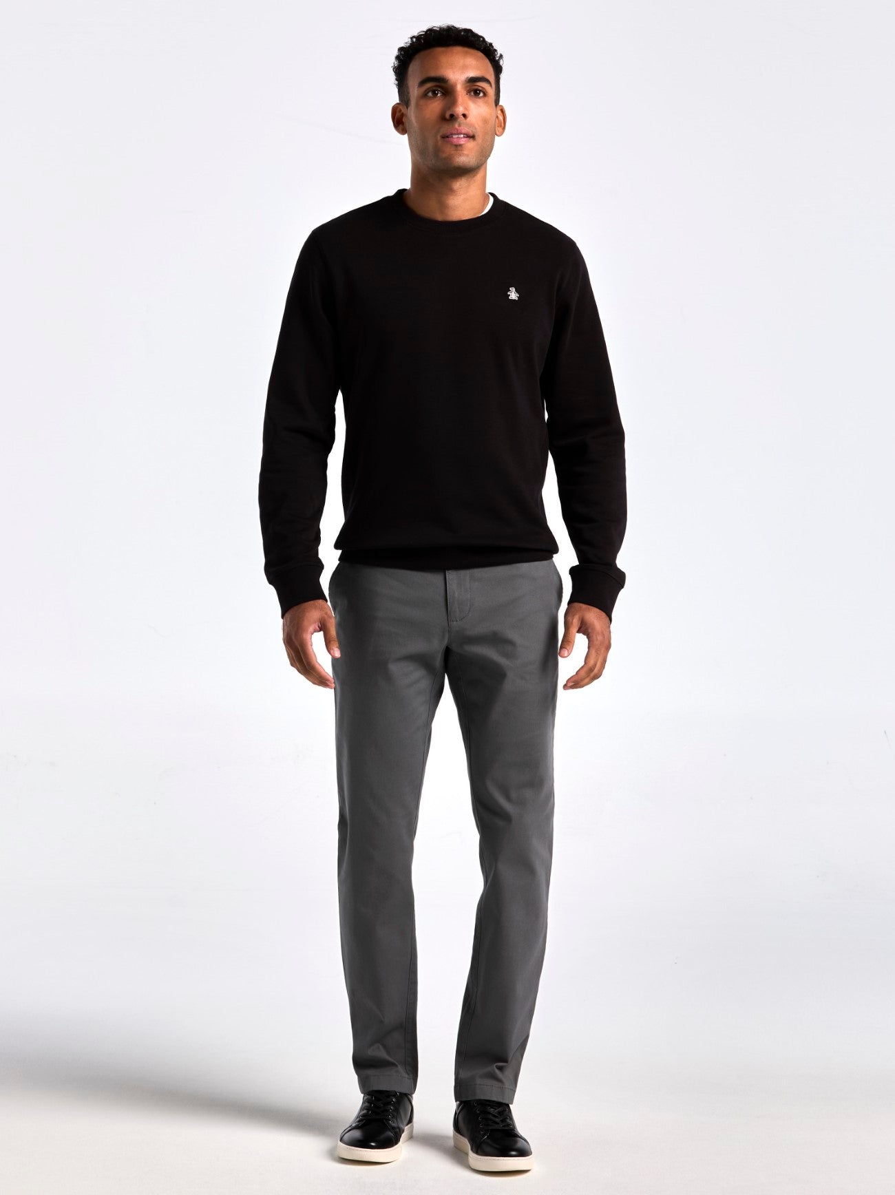 Mens True Black Organic Fleece Crew Neck Sweatshirt