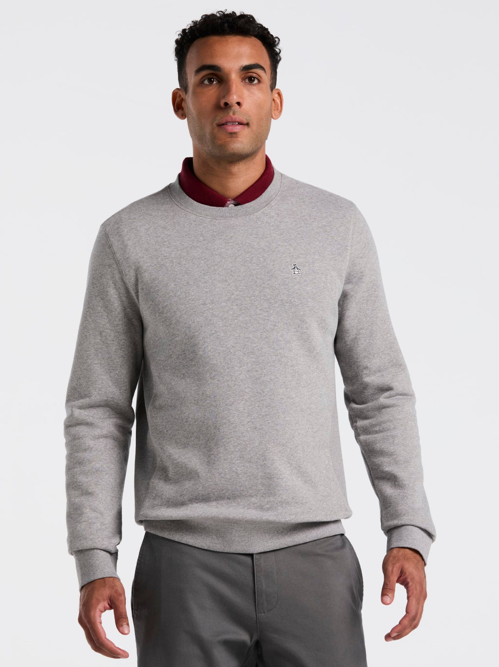 Mens Rain Heather Organic Fleece Crew Neck Sweatshirt