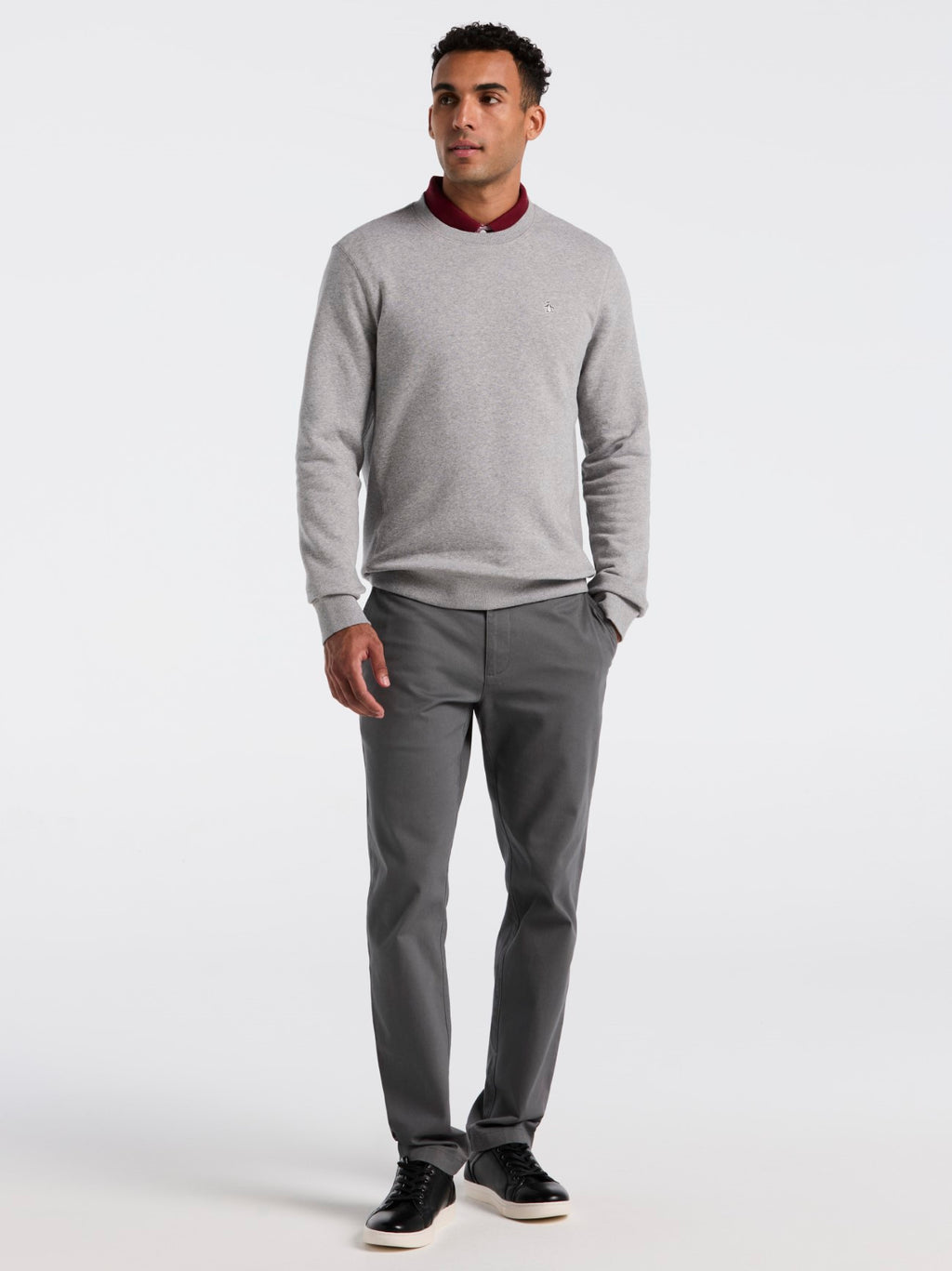 Mens Rain Heather Organic Fleece Crew Neck Sweatshirt