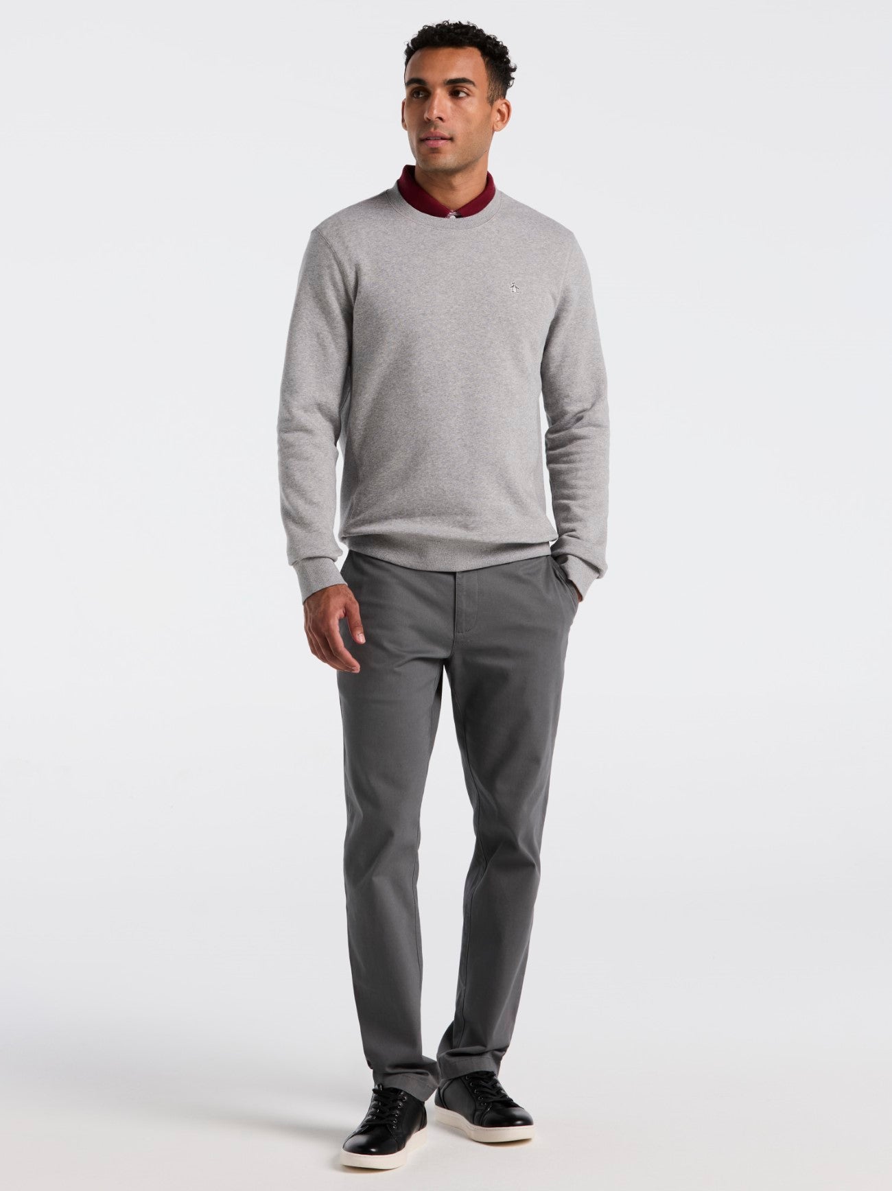 Mens Rain Heather Organic Fleece Crew Neck Sweatshirt