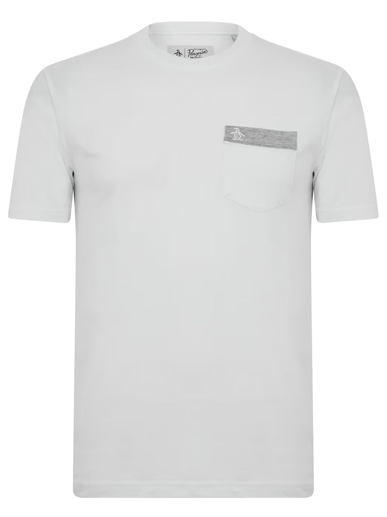 Mens White Contrast Pocket T-Shirt