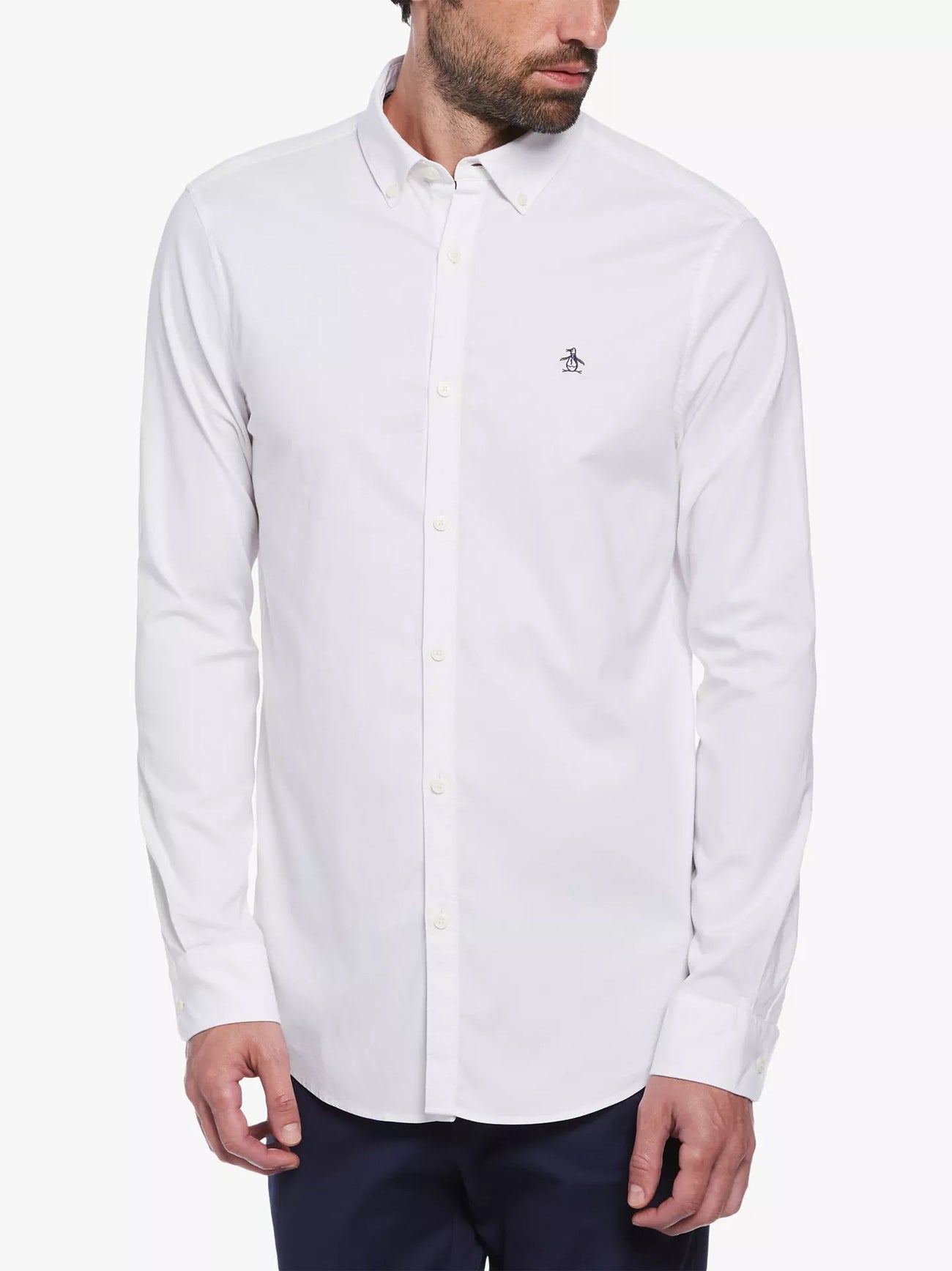Mens Brilliant White Long Sleeve Oxford Shirt