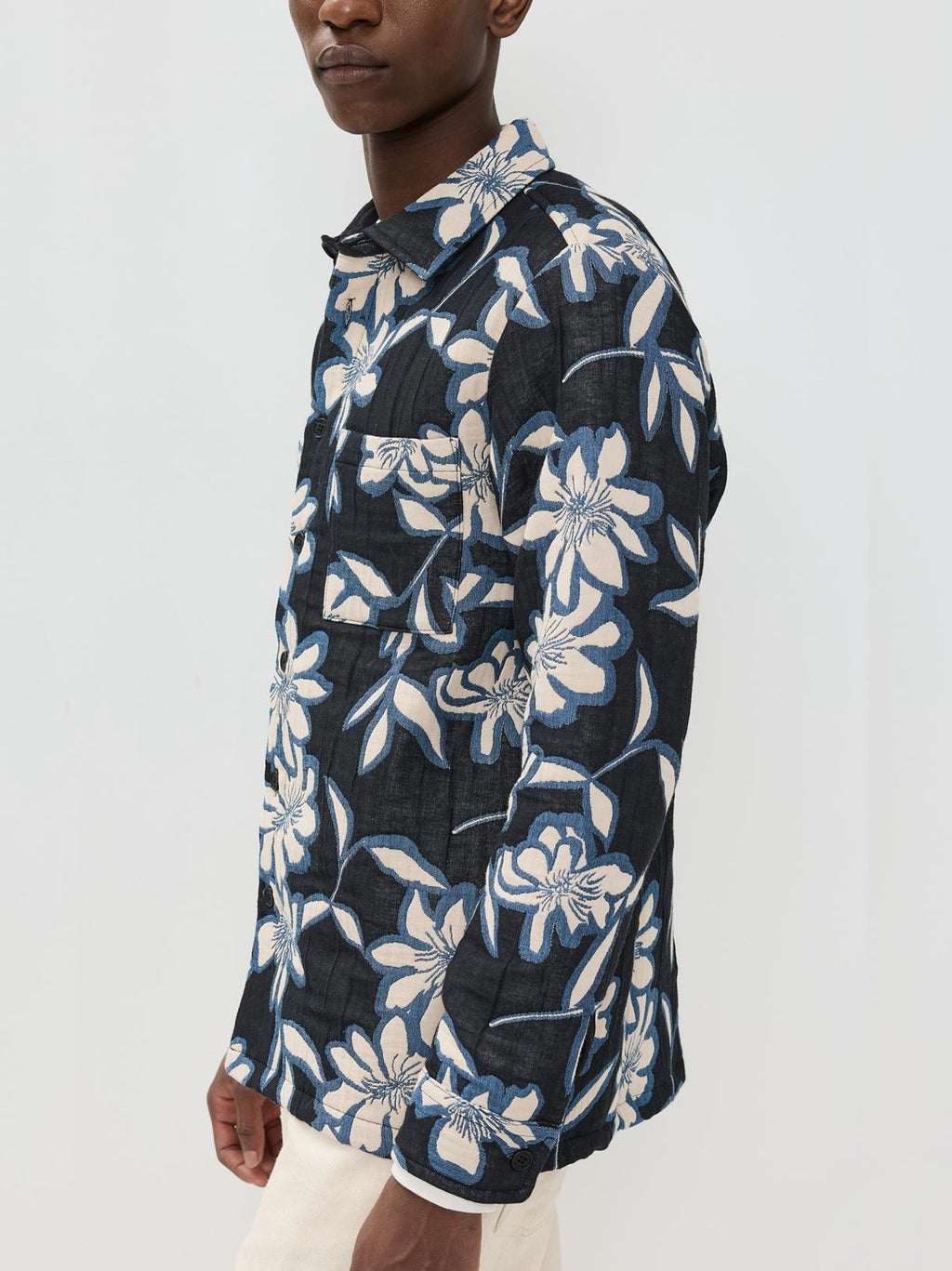 Mens Ecru Blue Otto Overshirt