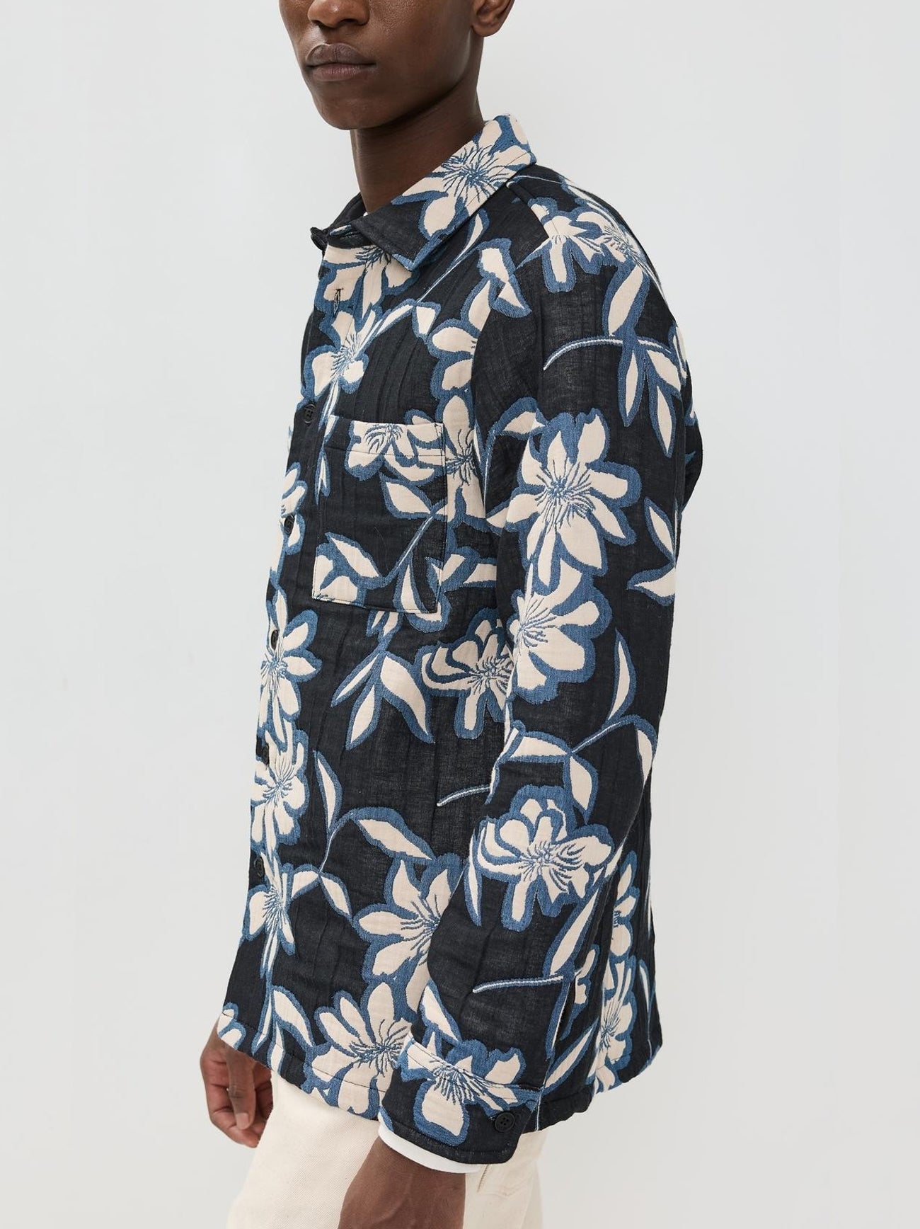 Mens Ecru Blue Otto Overshirt