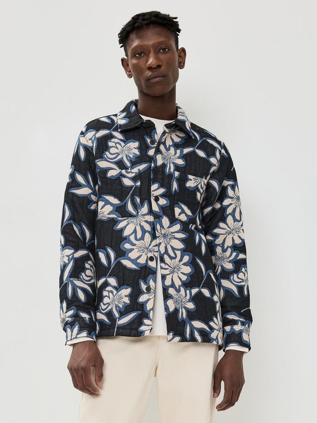 Mens Ecru Blue Otto Overshirt