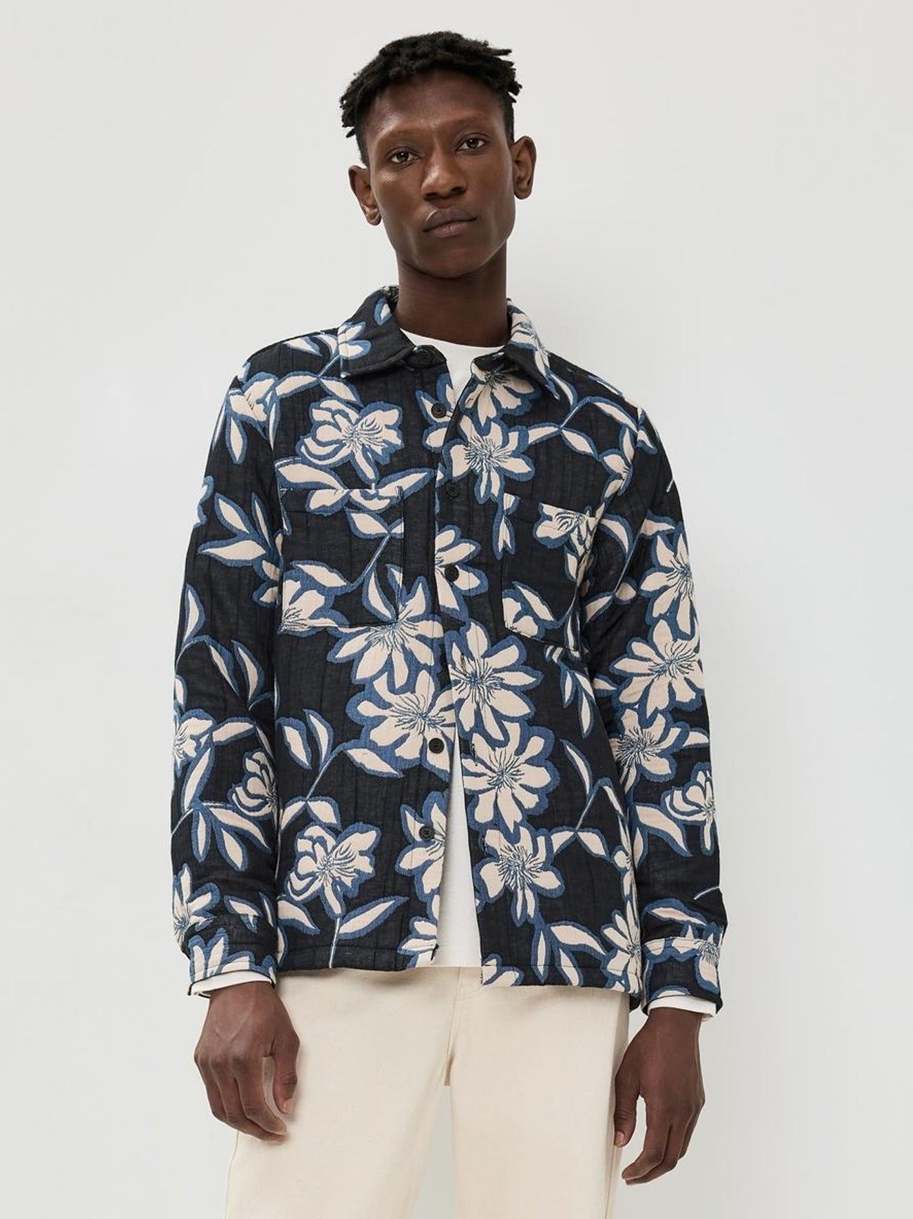 Mens Ecru Blue Otto Overshirt