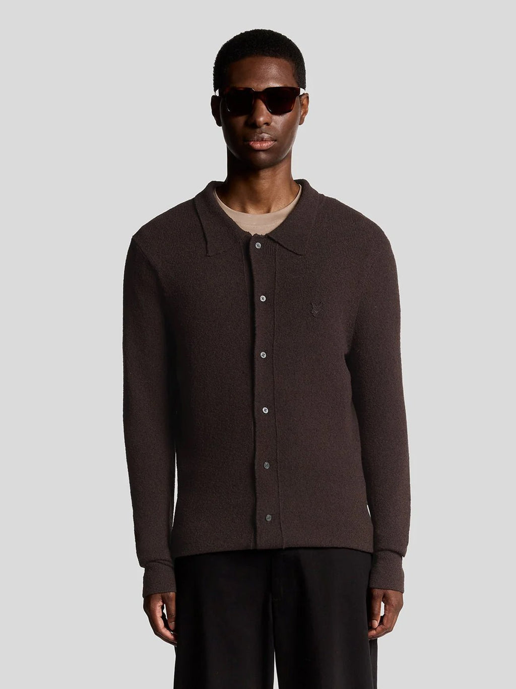Mens Licorice Textured Travel Knitted Overshirt