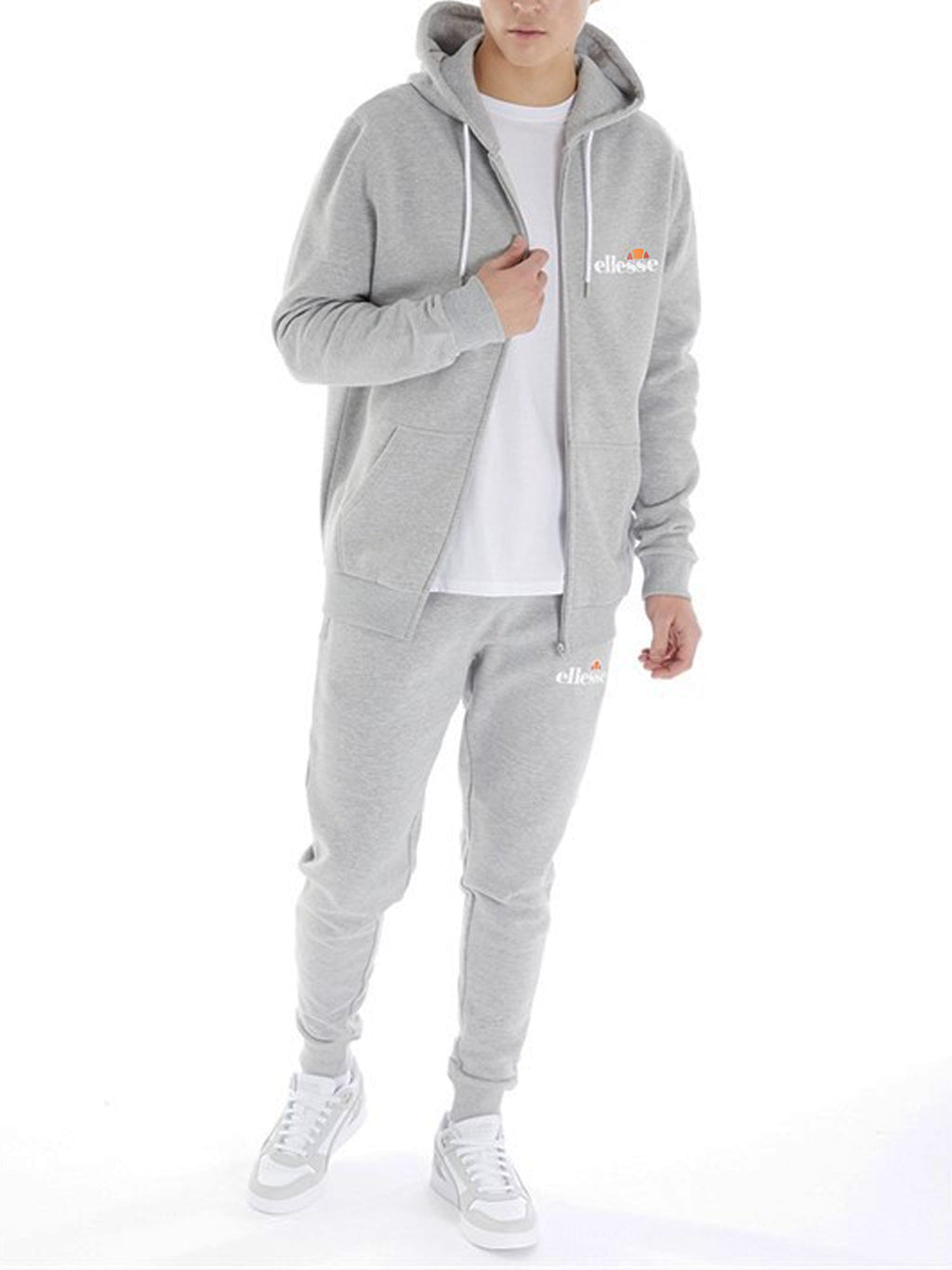 Mens Light Grey Marl Klemerio Full Zip Hoodie