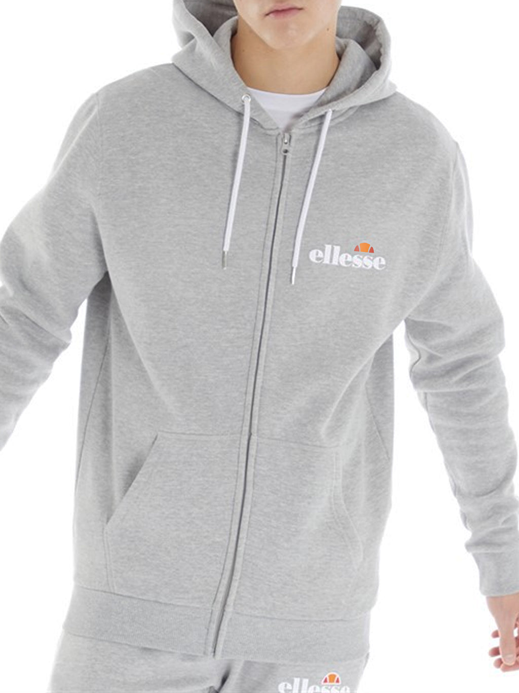 Mens Light Grey Marl Klemerio Full Zip Hoodie