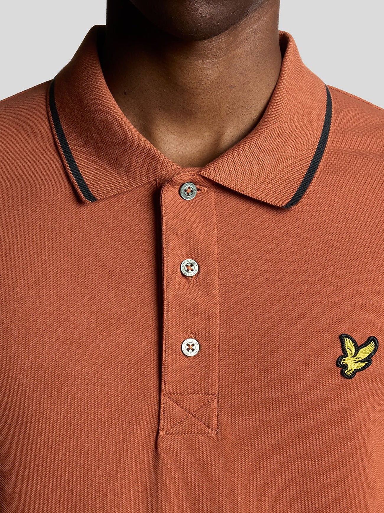 Mens Brick Dark Navy Tipped Polo Shirt