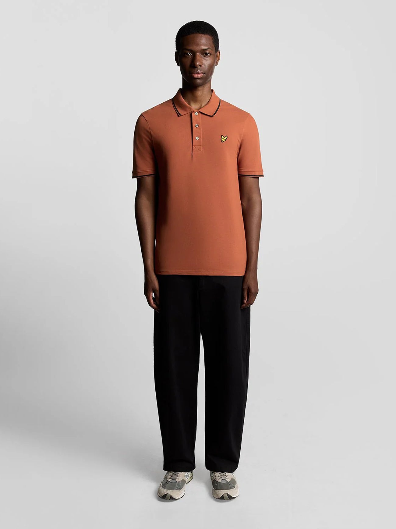 Mens Brick Dark Navy Tipped Polo Shirt