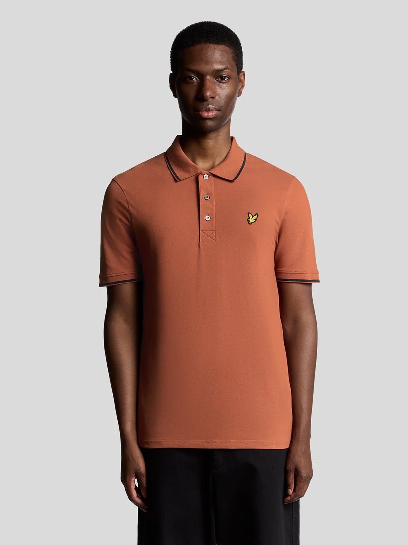 Mens Brick Dark Navy Tipped Polo Shirt