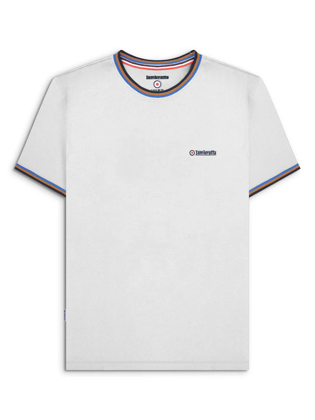 Mens White Navy Tobacco Royal Triple Tipped Pique T-Shirt