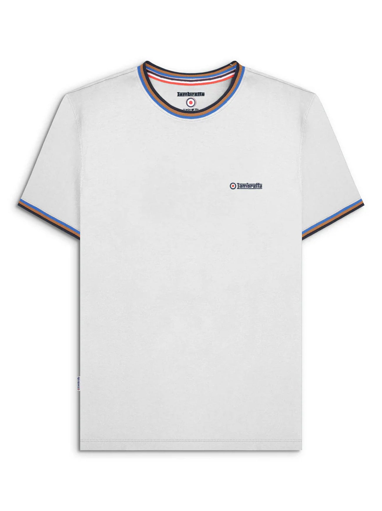 Mens White Navy Tobacco Royal Triple Tipped Pique T-Shirt