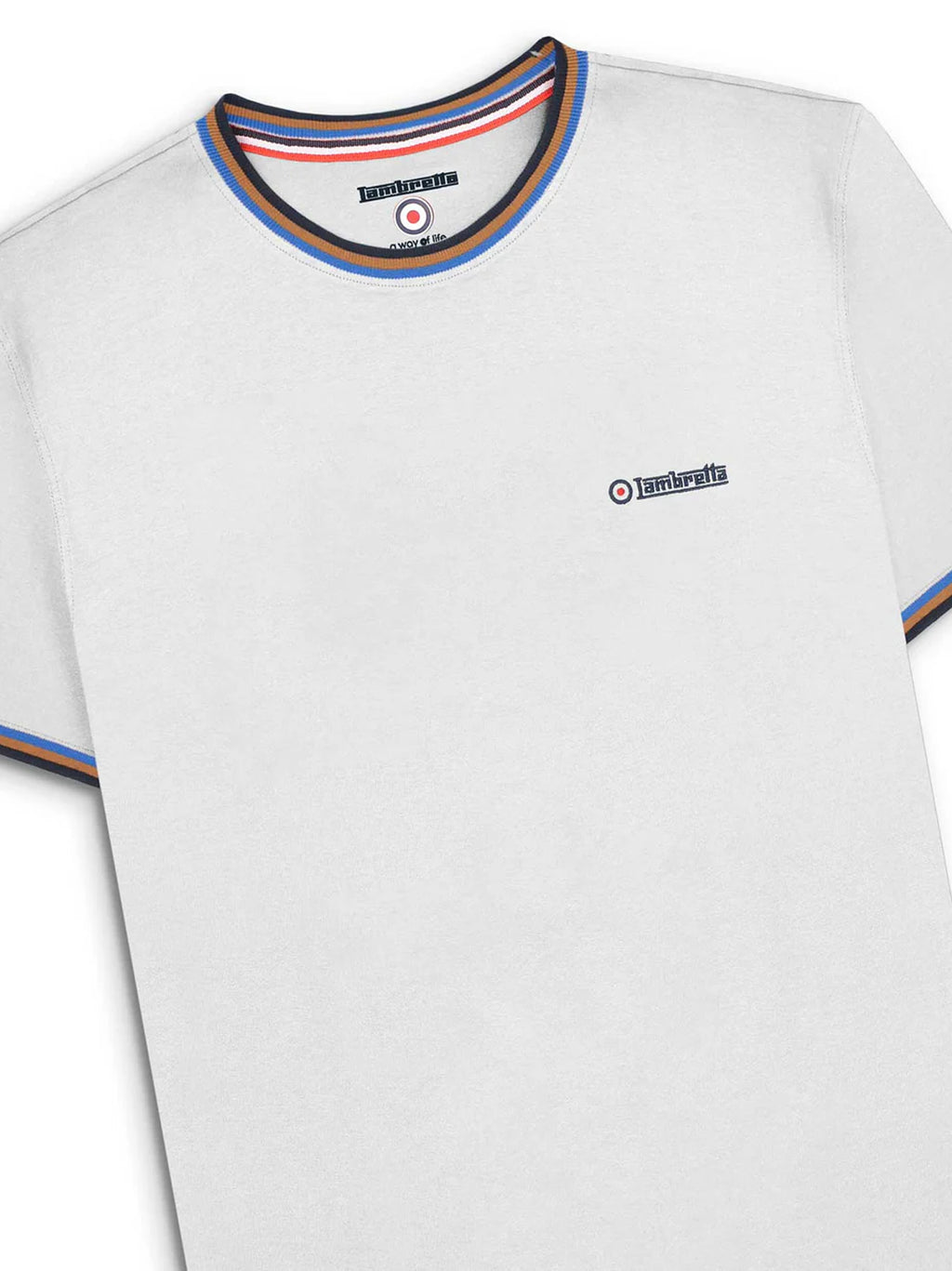 Mens White Navy Tobacco Royal Triple Tipped Pique T-Shirt