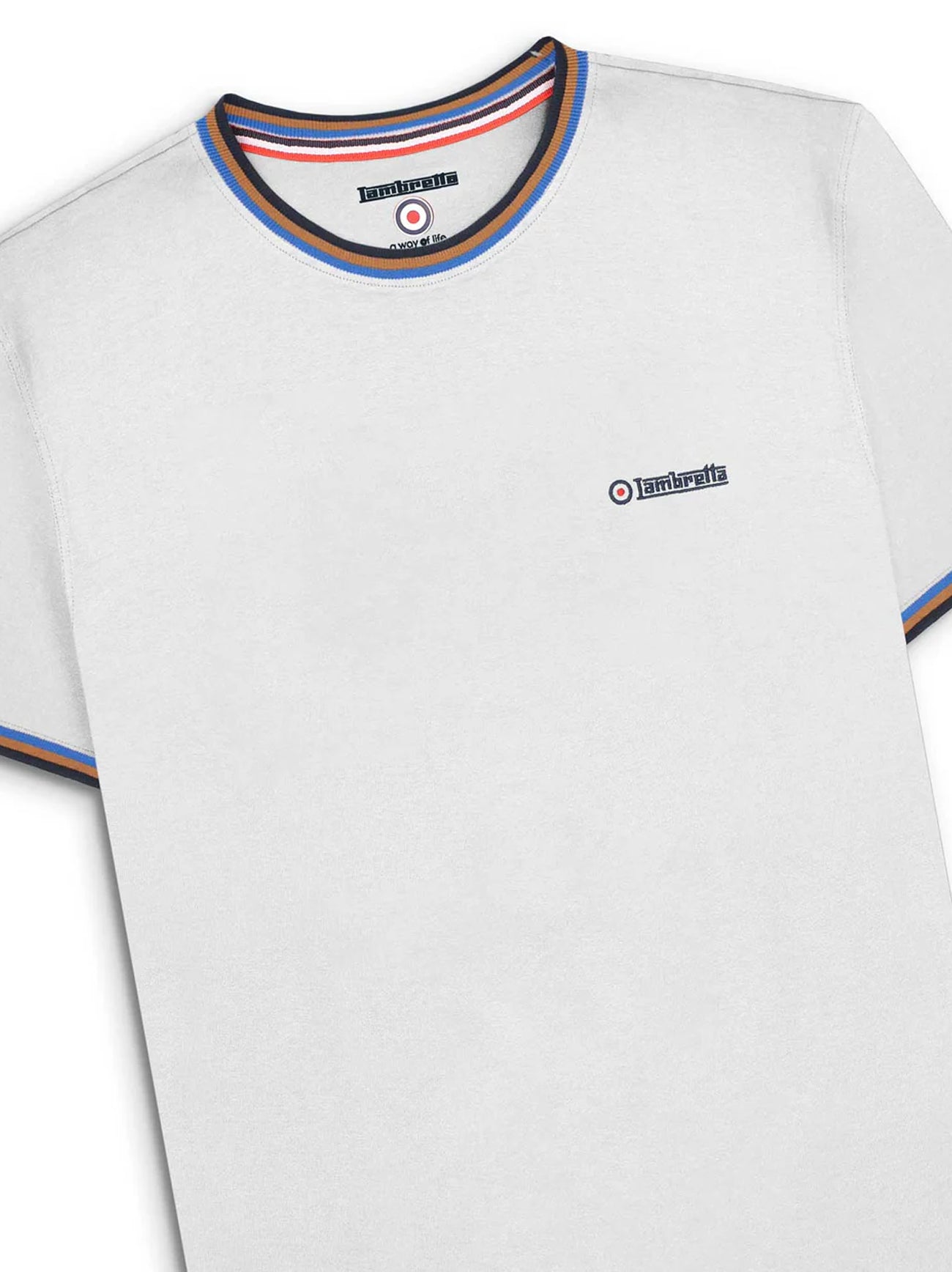 Mens White Navy Tobacco Royal Triple Tipped Pique T-Shirt