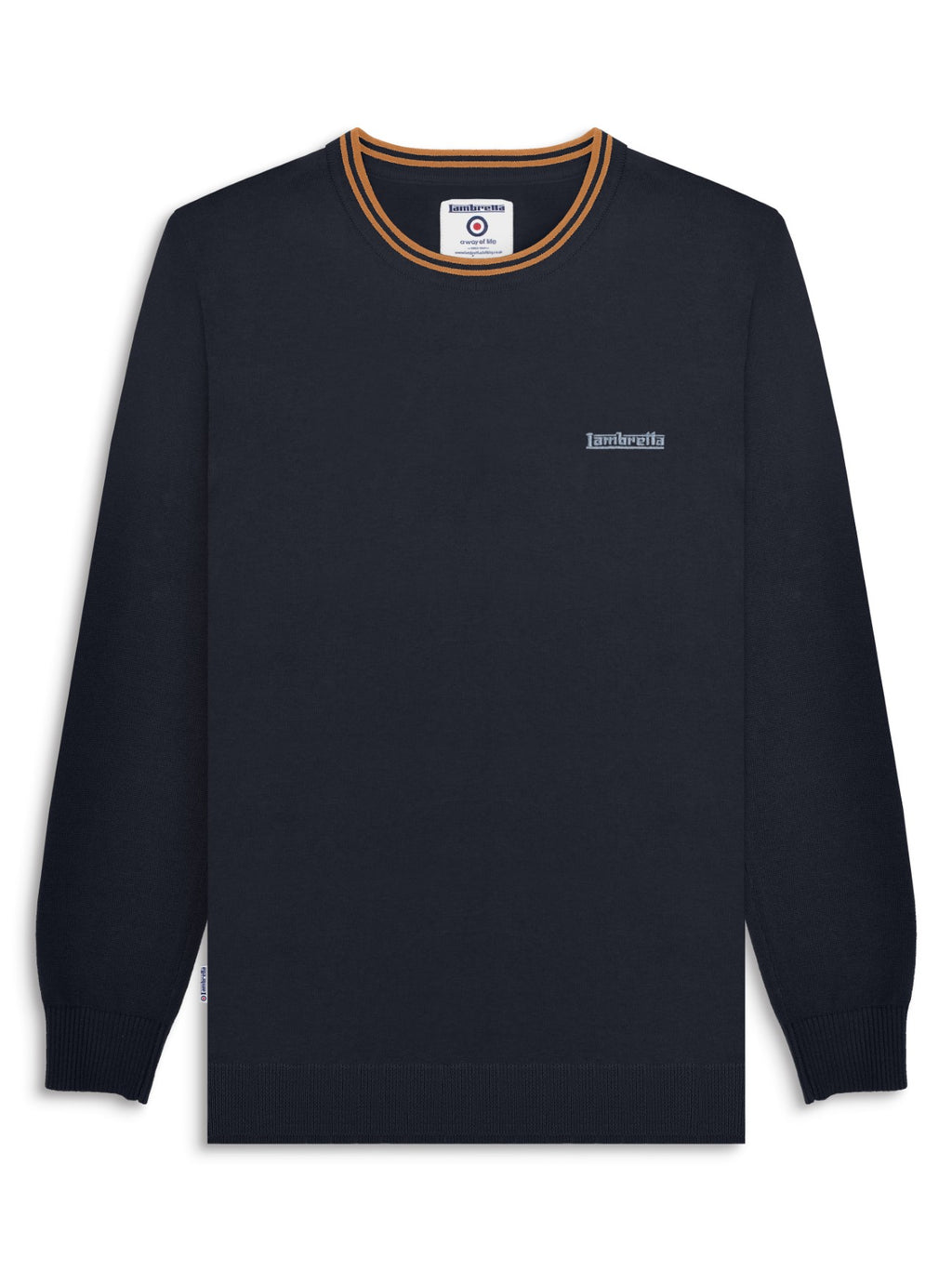 Mens Navy Tobacco Tipped Knitted Jumper