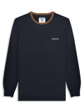 Mens Navy Tobacco Tipped Knitted Jumper