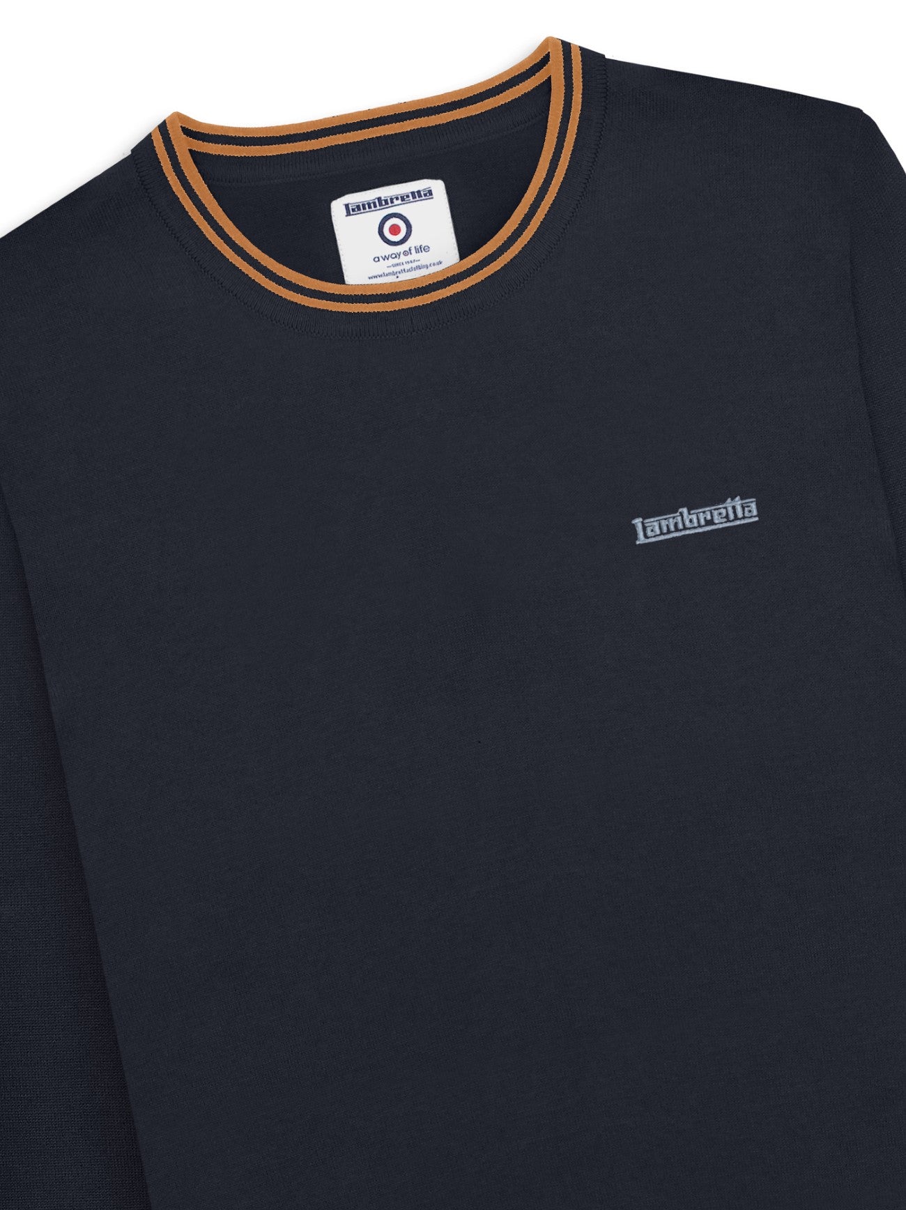 Mens Navy Tobacco Tipped Knitted Jumper