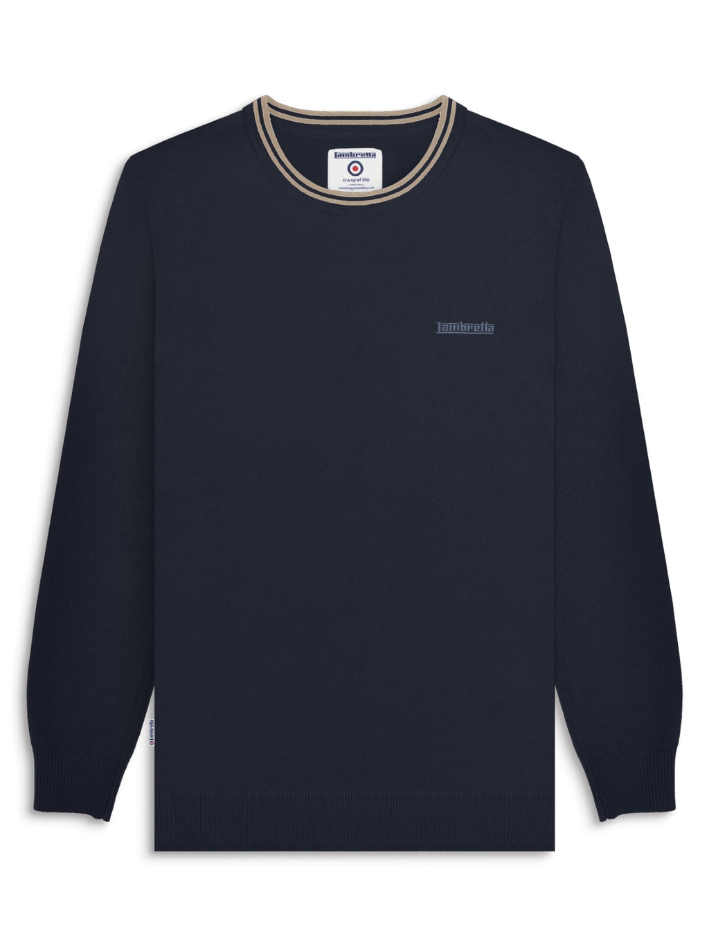 Mens Navy Stone Tipped Knitted Jumper