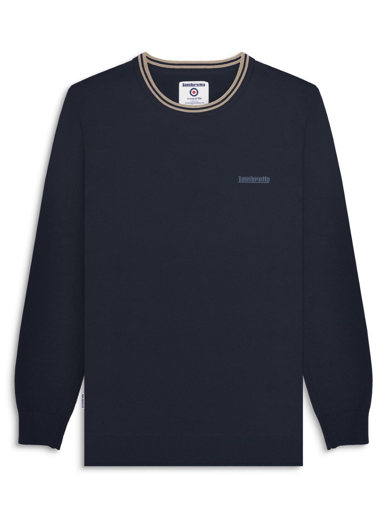 Mens Navy Stone Tipped Knitted Jumper